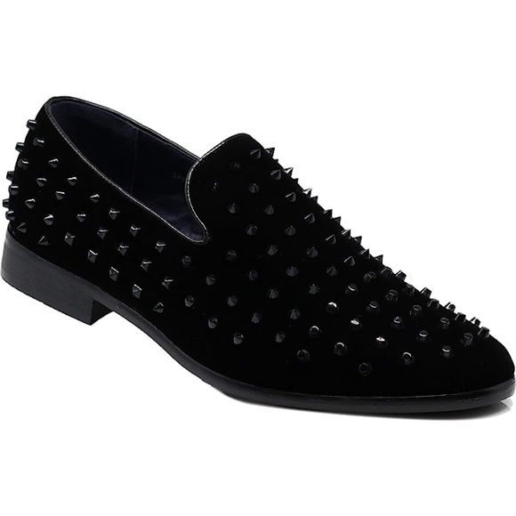 Men's 6.5 Enzo Vintage Velvet Rhinestone Designer Dress Loafers Slip On Shoes - Picture 1 of 6
